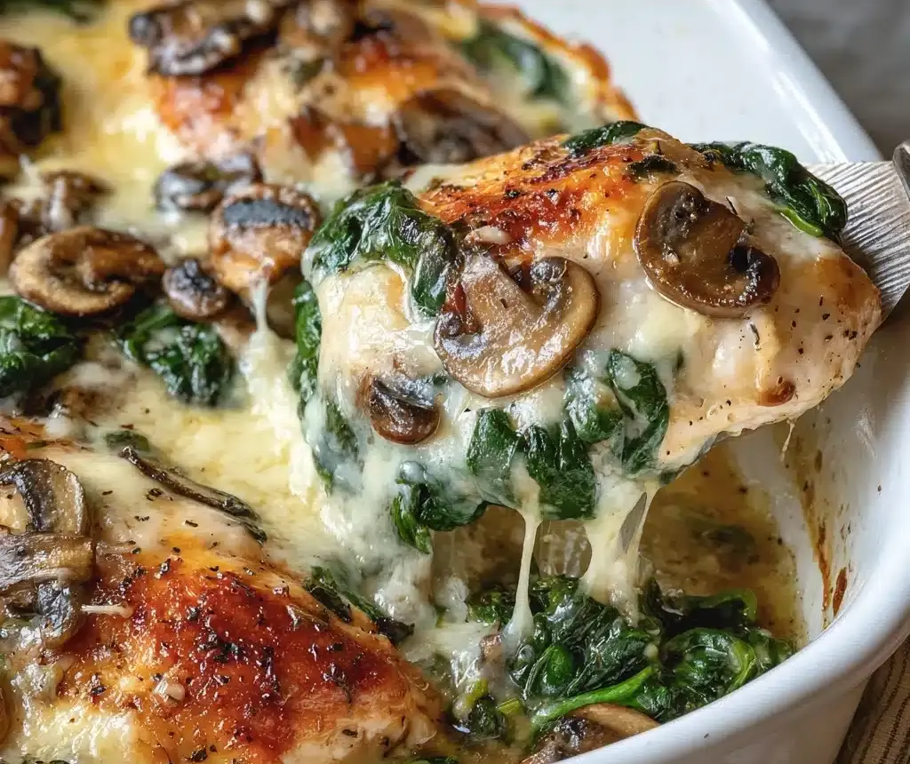 Chicken, Spinach, and Mushroom Low-Carb Oven Dish Recipe