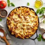 Cheesy Penne with Garlic Butter Ground Beef Recipe