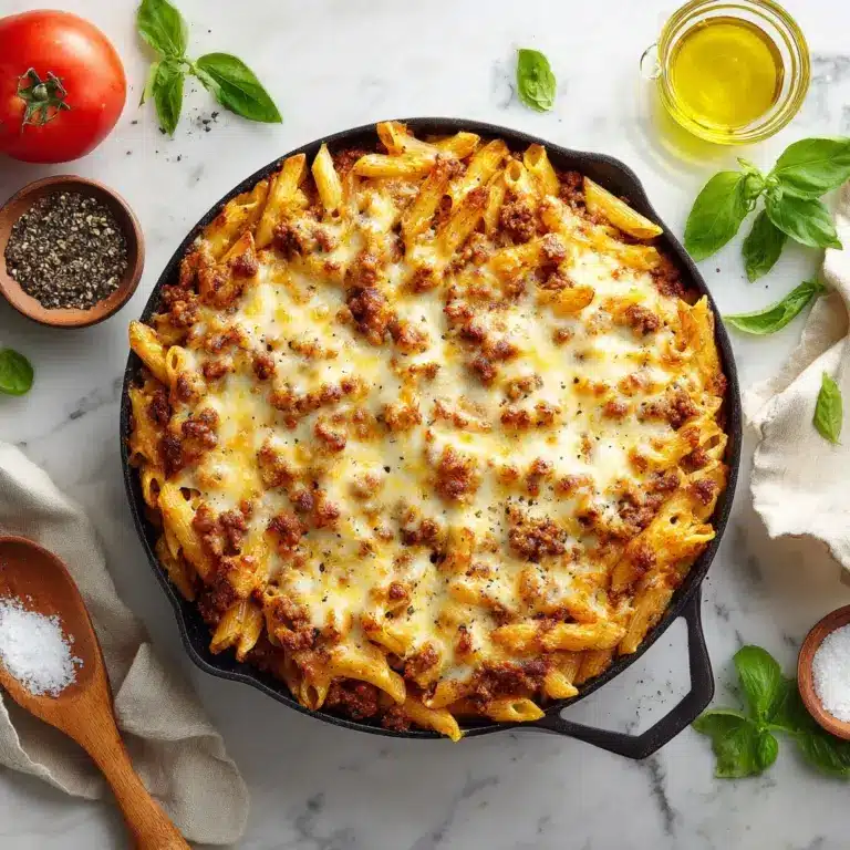 Cheesy Penne with Garlic Butter Ground Beef Recipe