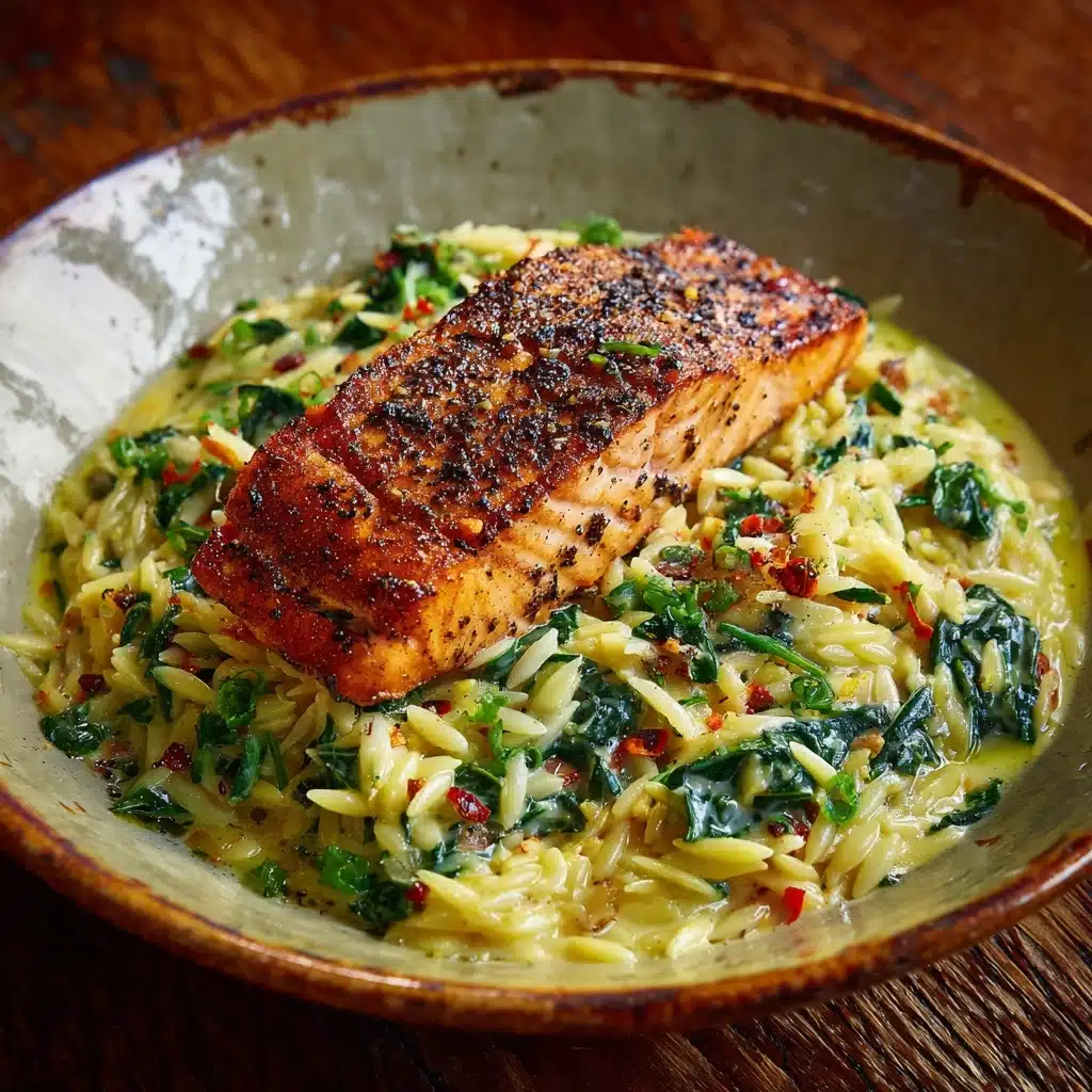 One Skillet Salmon with Lemon Orzo Recipe - Recipe Image