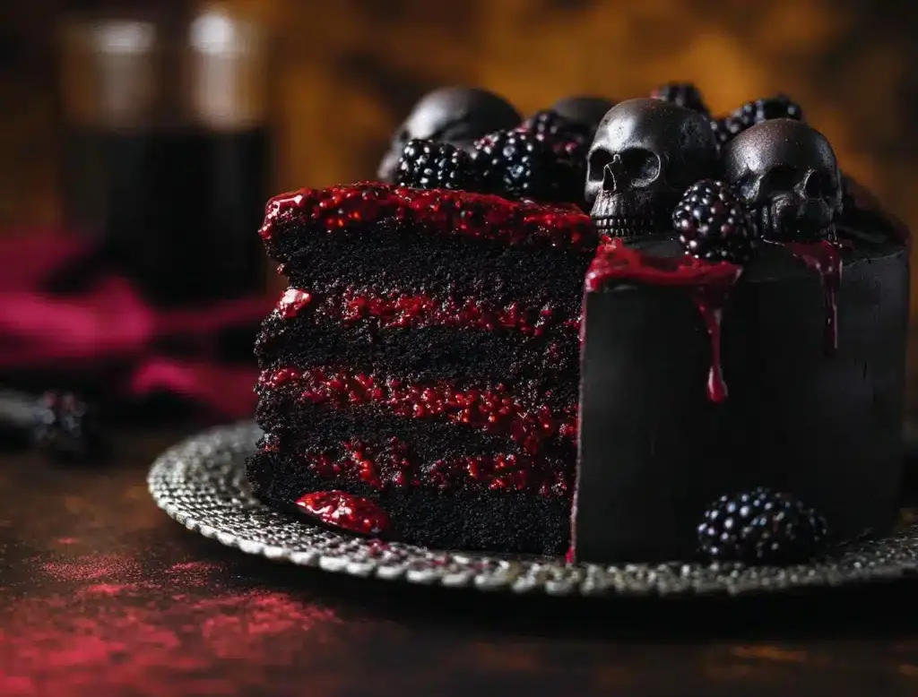 Spooky Black Velvet Halloween Cake Recipe