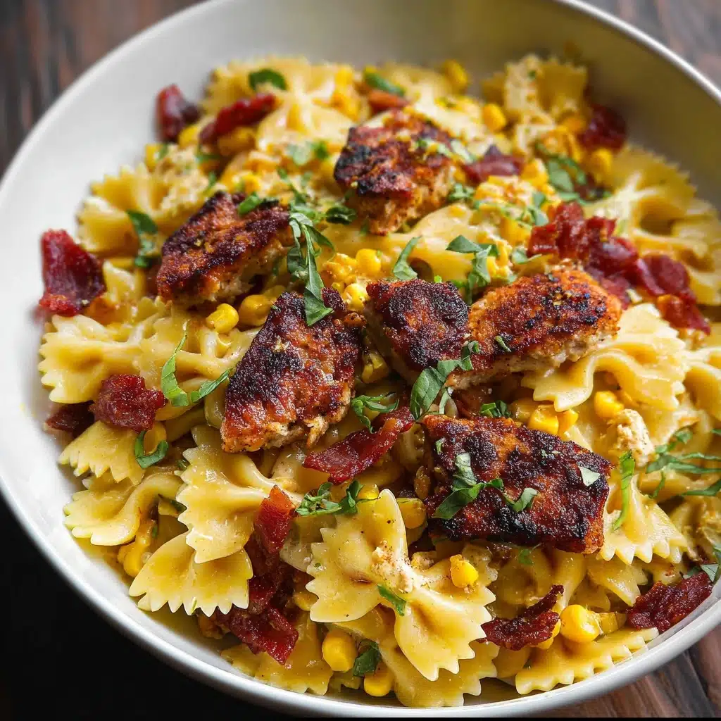 Creamy Chicken and Corn Pasta with Bacon Recipe - Recipe Image