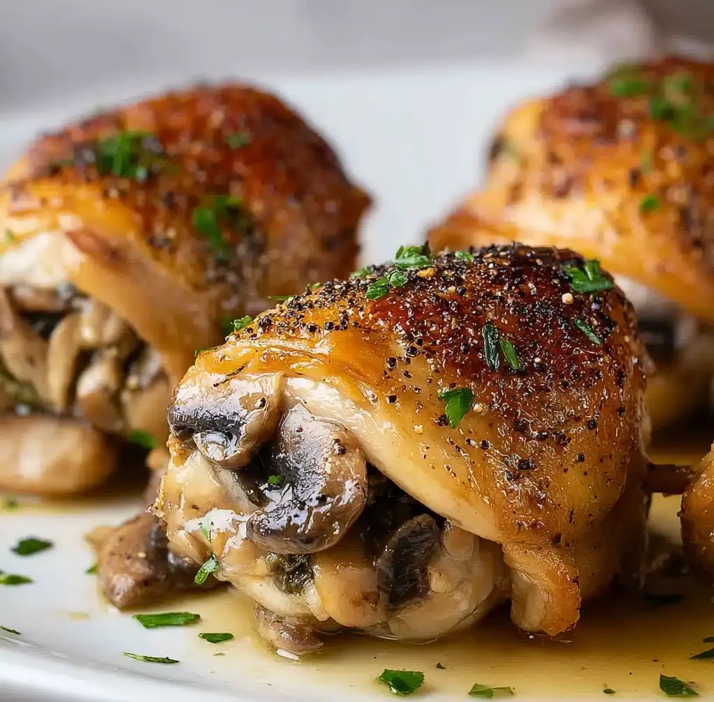 Baked Mushroom Stuffed Chicken Thighs Recipe