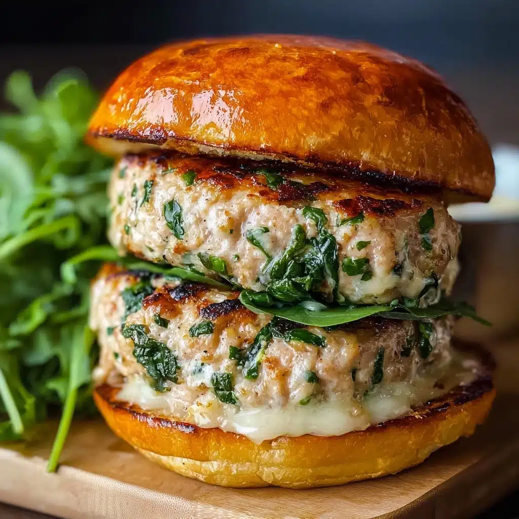 White Cheddar Spinach Chicken Burgers Recipe - Recipe Image
