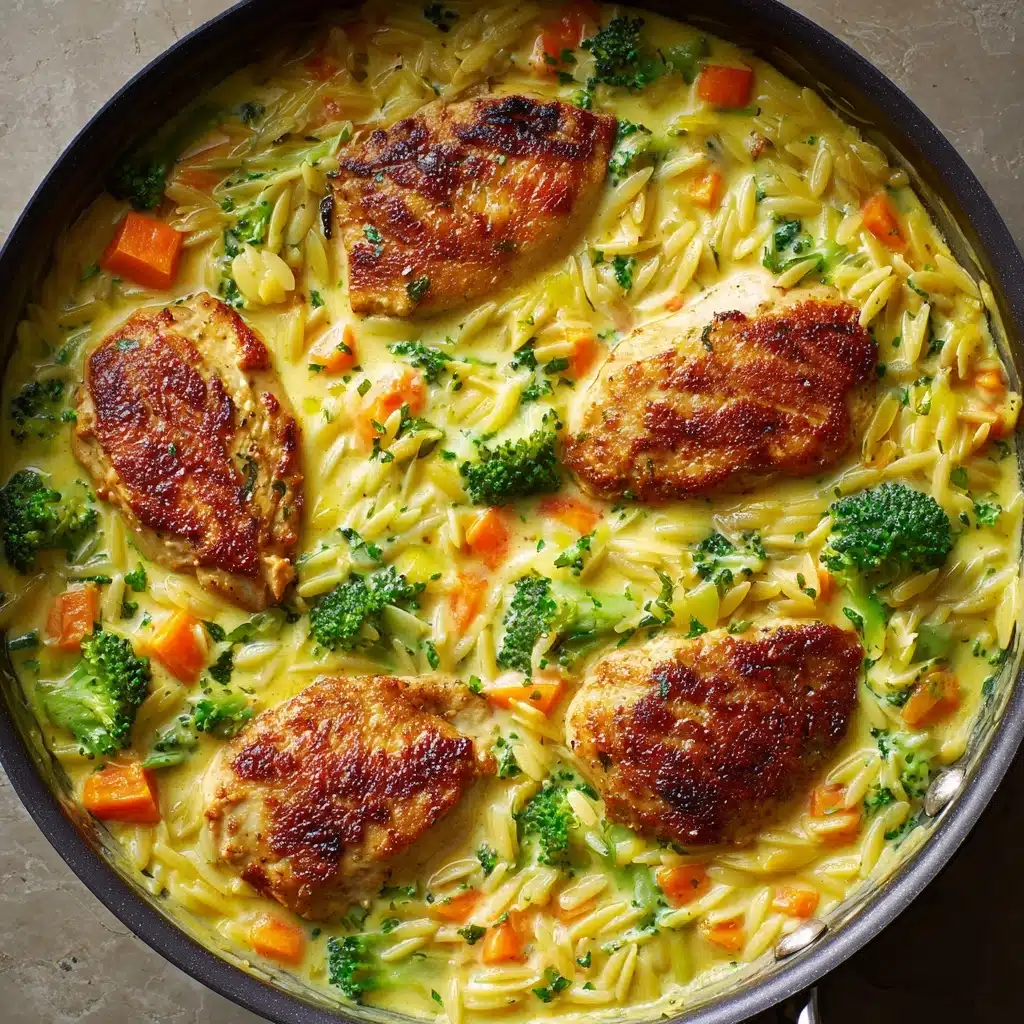 One Pot Cheesy Chicken And Broccoli Orzo Recipe - Recipe Image