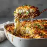 Once fully combined, transfer the mixture to the prepared baking dish, spreading it evenly Recipe