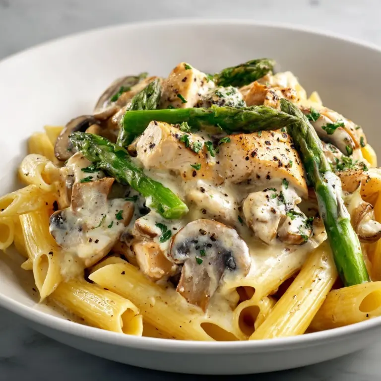 Creamy Mushroom and Asparagus Chicken Penne Recipe