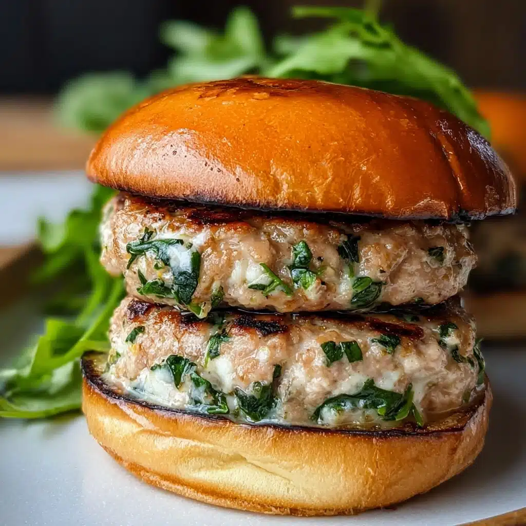 White Cheddar Spinach Chicken Burgers Recipe - Recipe Image