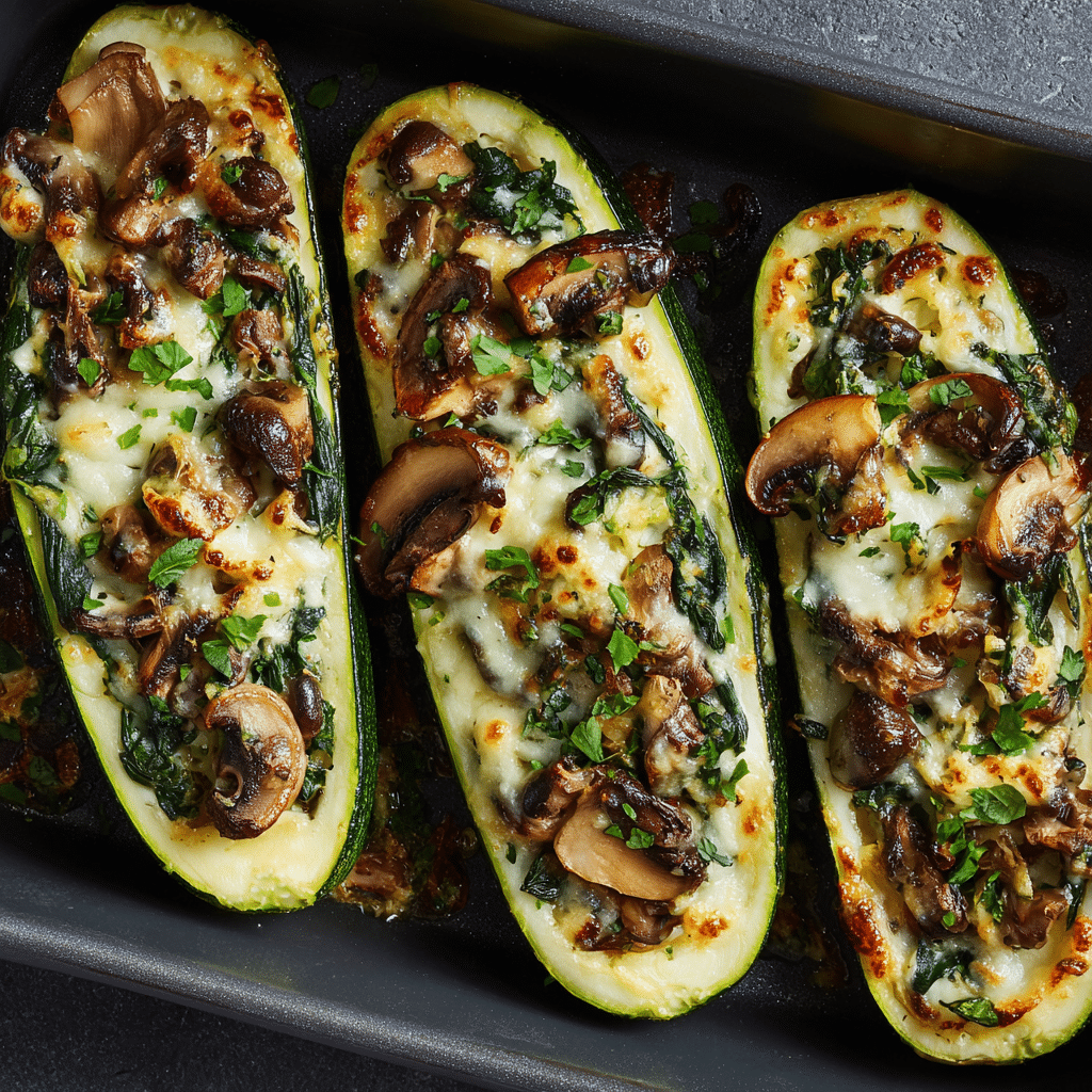 Spinach Mushroom Ricotta Zucchini Boats: A Delicious and Healthy Recipe - Recipe Image