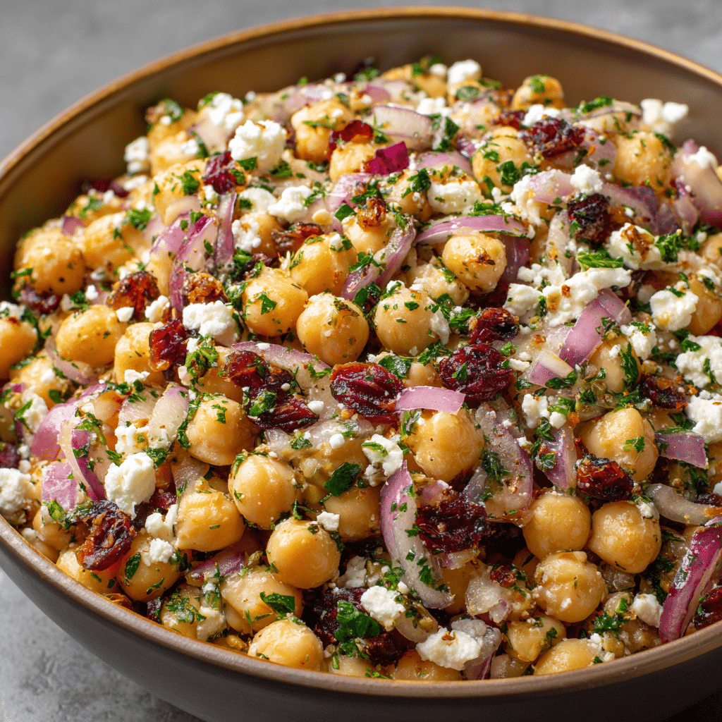 Feta and Cranberry Chickpeas with Lemon Vinaigrette Recipe - Recipe Image