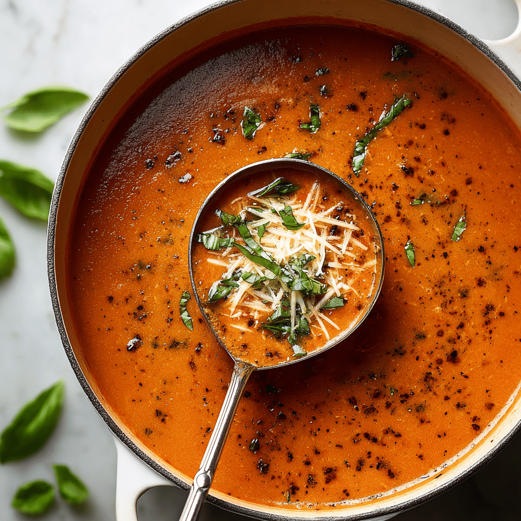Creamy Tomato Basil Soup Recipe - Recipe Image
