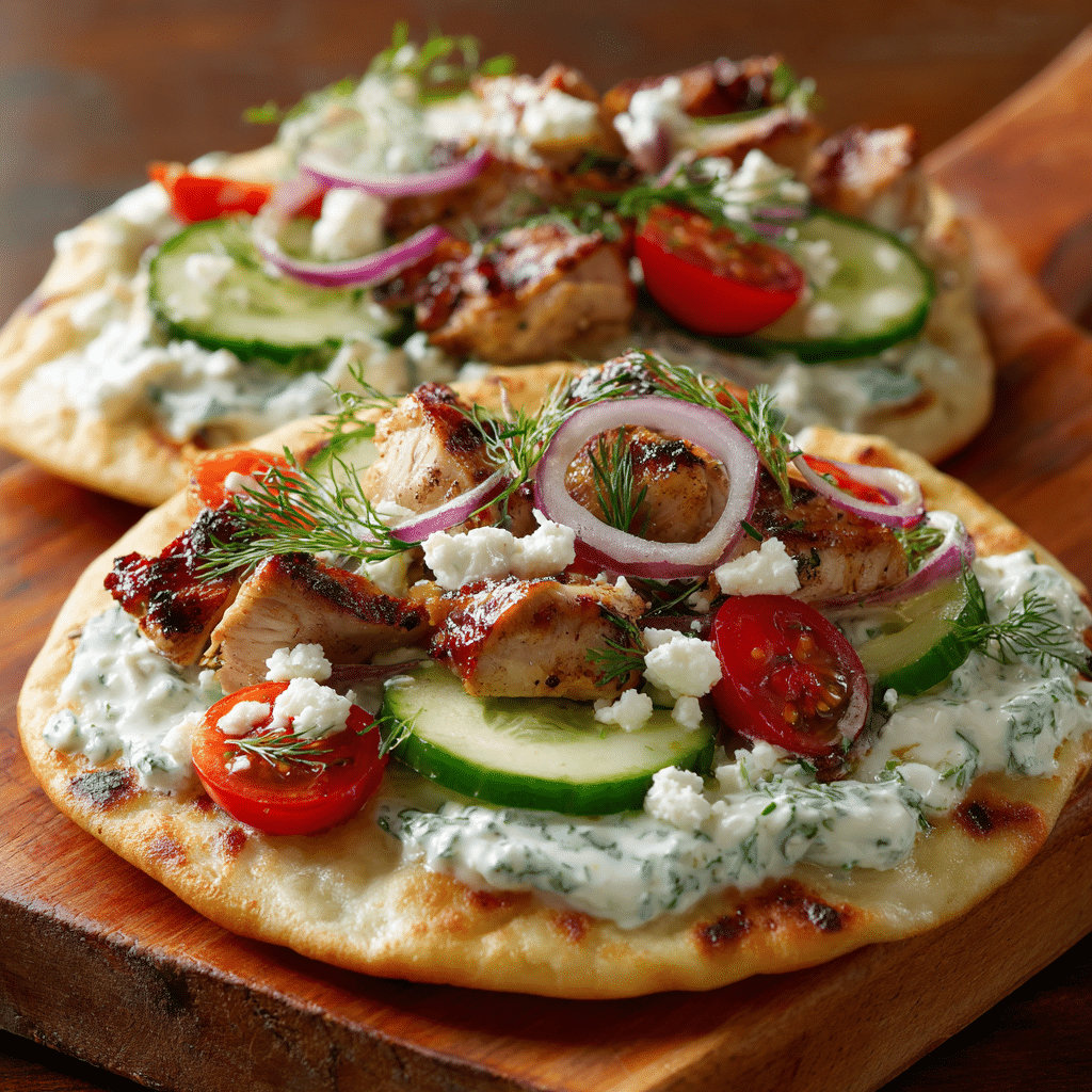 Tzatziki Chicken & Veggie Naan Pizza Recipe - Recipe Image