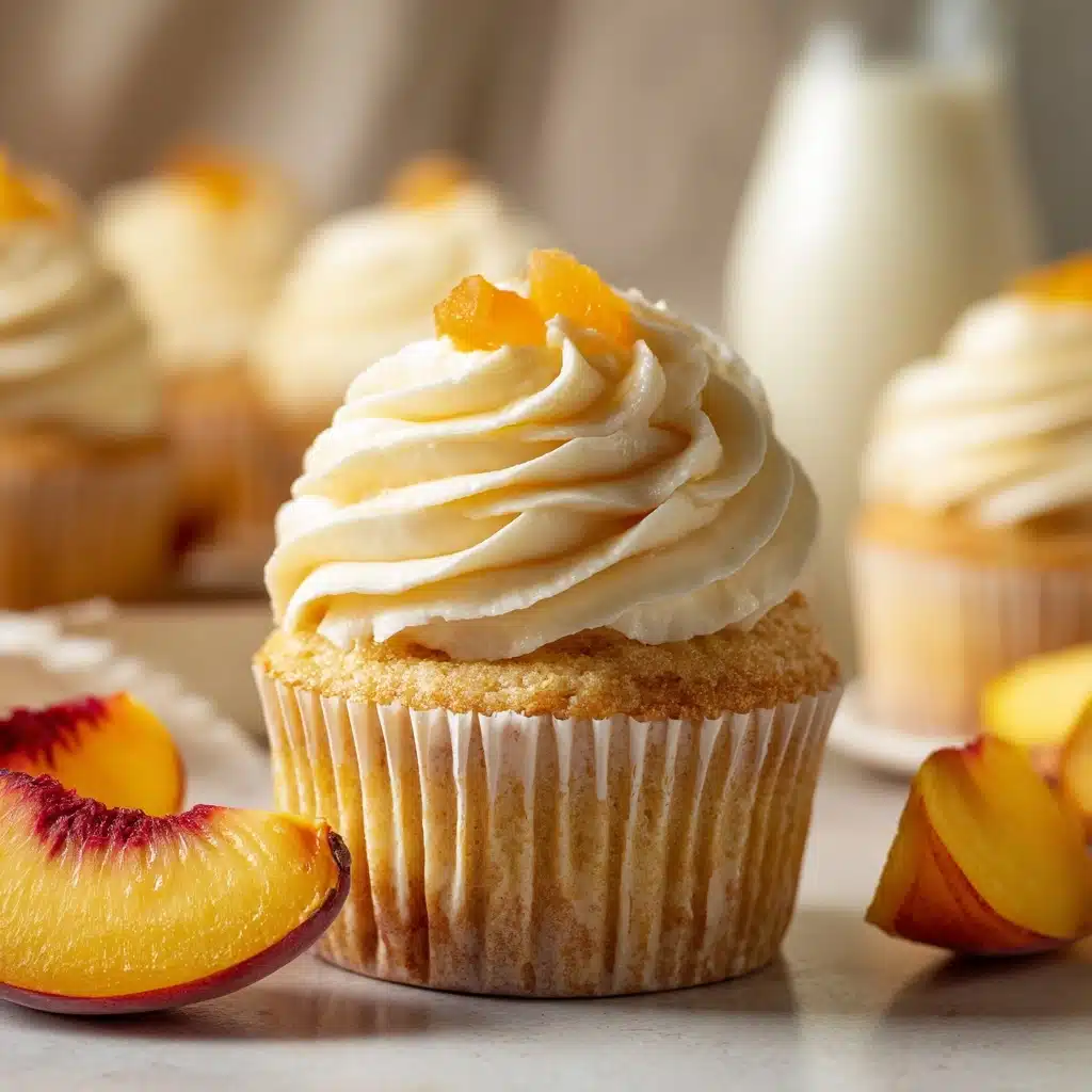Peach Cupcakes with Cinnamon Cream Cheese Frosting Recipe - Recipe Image