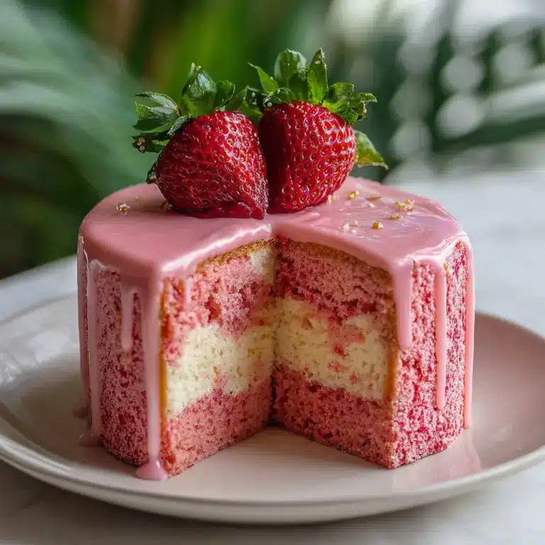 Strawberry Honeybun Cake with Creamy Strawberry Icing Recipe
