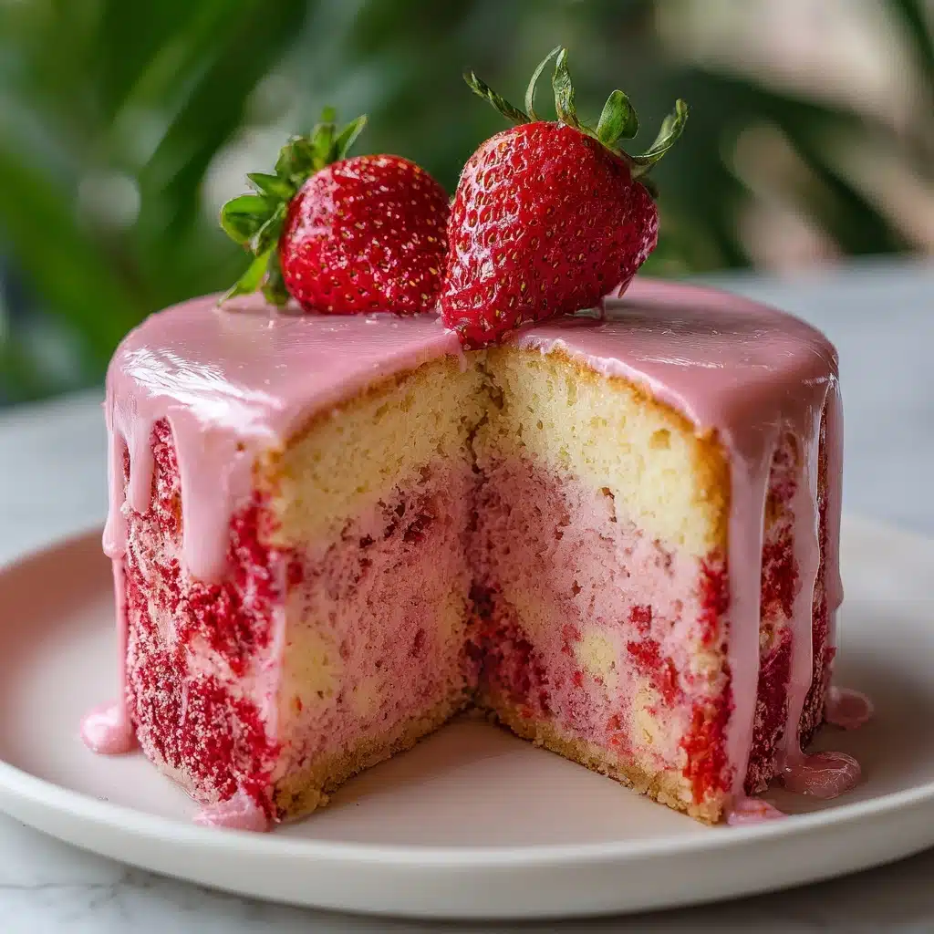 Strawberry Honeybun Cake with Creamy Strawberry Icing Recipe - Recipe Image