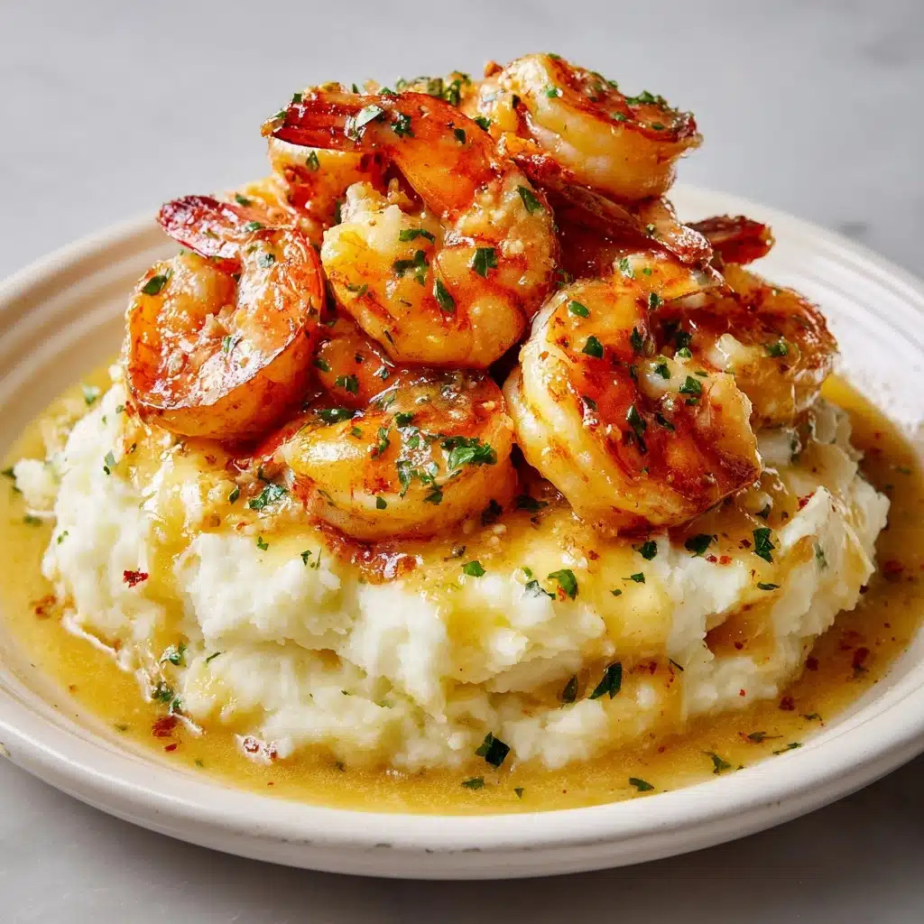 Creamy Garlic Shrimp Over Mashed Potatoes Recipe - Recipe Image