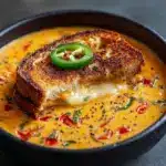 Spicy Jalapeño Popper Soup with Grilled Cheese Dippers Recipe