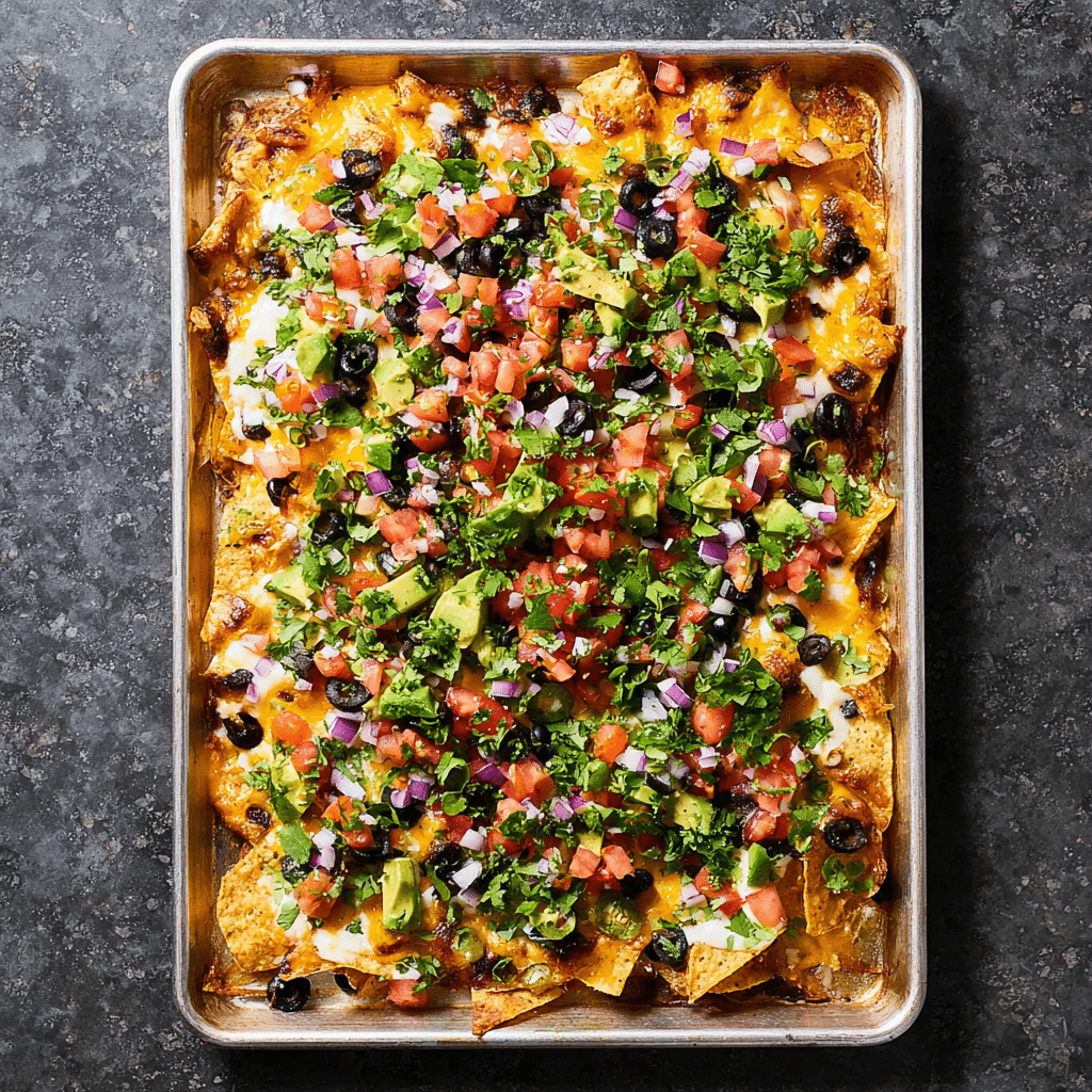 Sheet Pan Vegetable Nachos with Chicken Recipe - Recipe Image