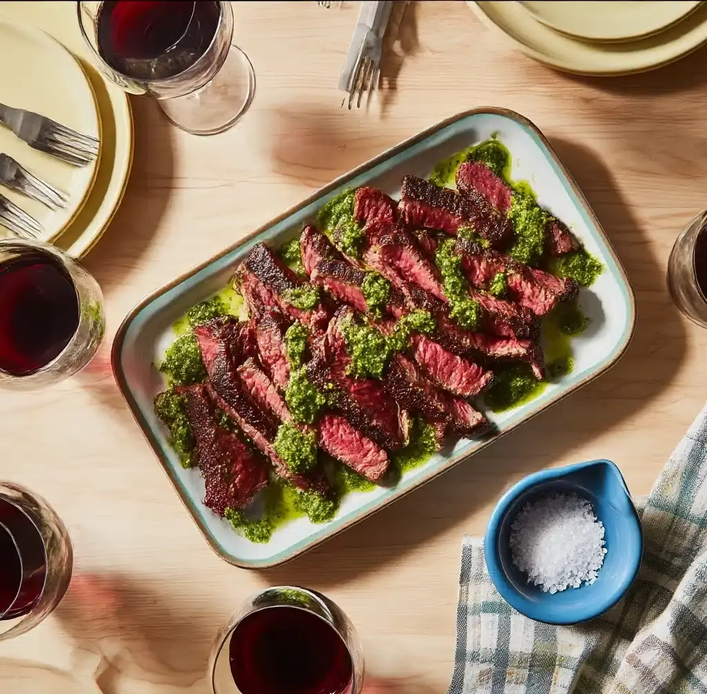 Grilled Steak With Garlicky Green Sauce Recipe