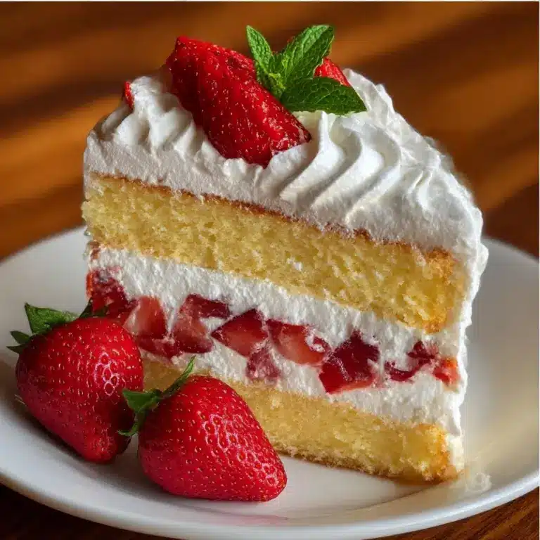 Moist Strawberry Shortcake Cake with Whipped Cream Frosting Recipe