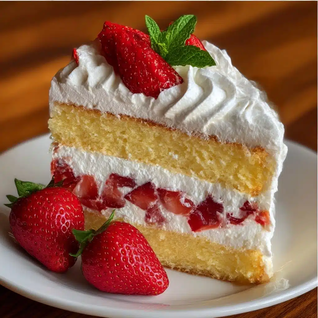 Moist Strawberry Shortcake Cake with Whipped Cream Frosting Recipe