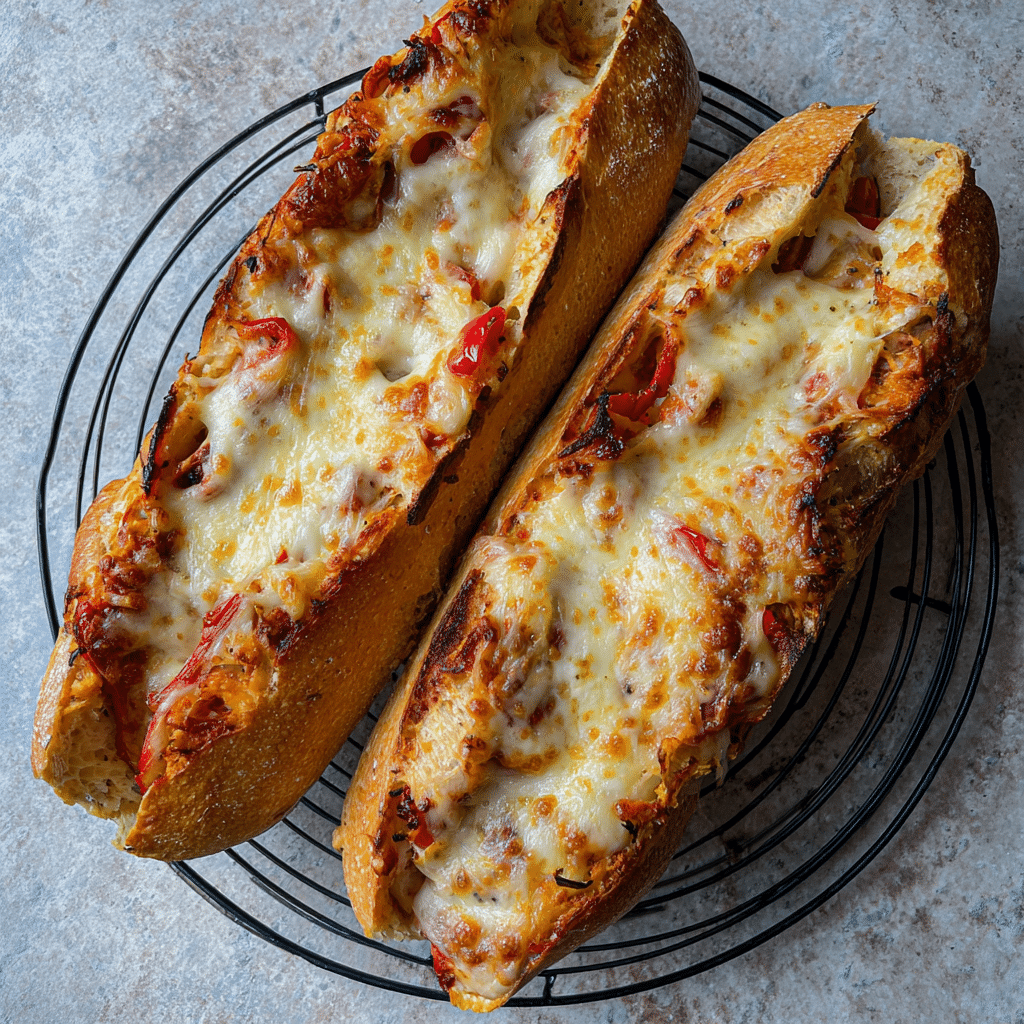 Cheesy Chicken Garlic Bread Recipe - Recipe Image