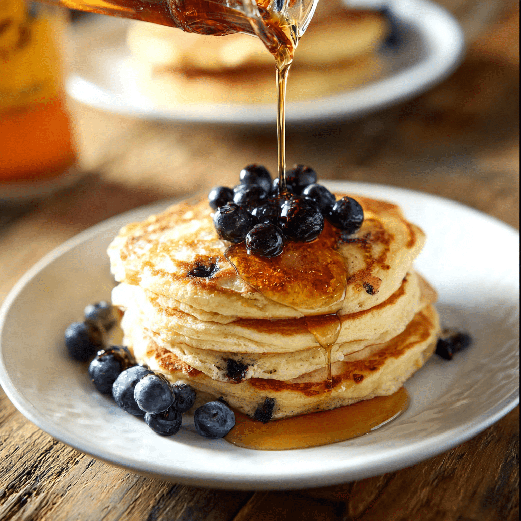 Super Fluffy Greek Yogurt and Blueberry Pancakes Recipe - Recipe Image