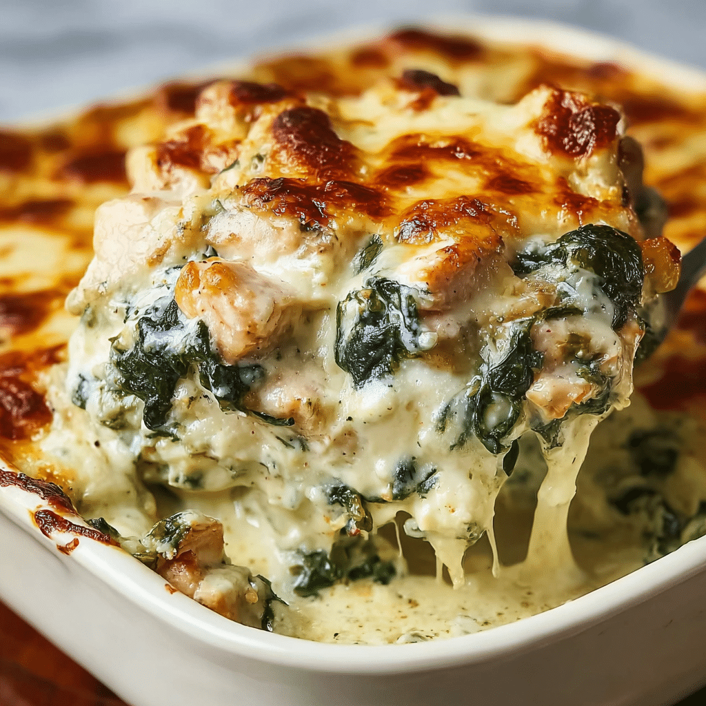 Chicken and Spinach Casserole with Cream Cheese Recipe - Recipe Image