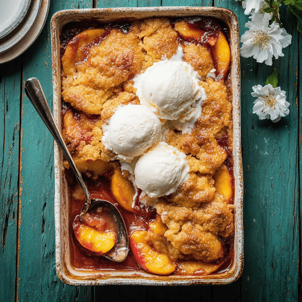 Old School Easy Brown Sugar Peach Cobbler Recipe - Recipe Image