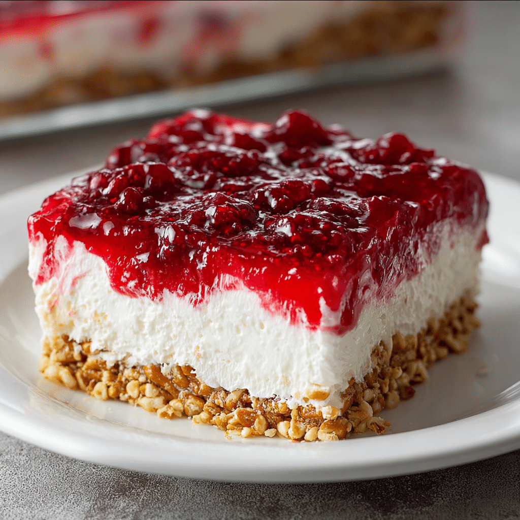 Raspberry Pretzel Salad Recipe - Recipe Image