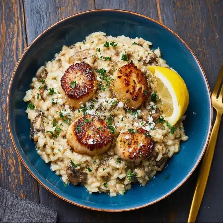 Lemon Butter Scallops Over Parmesan Risotto Recipe