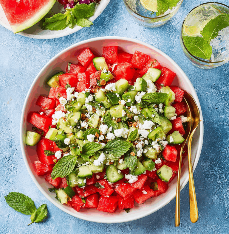 Watermelon Salad Recipe with Feta and Cucumber Recipe