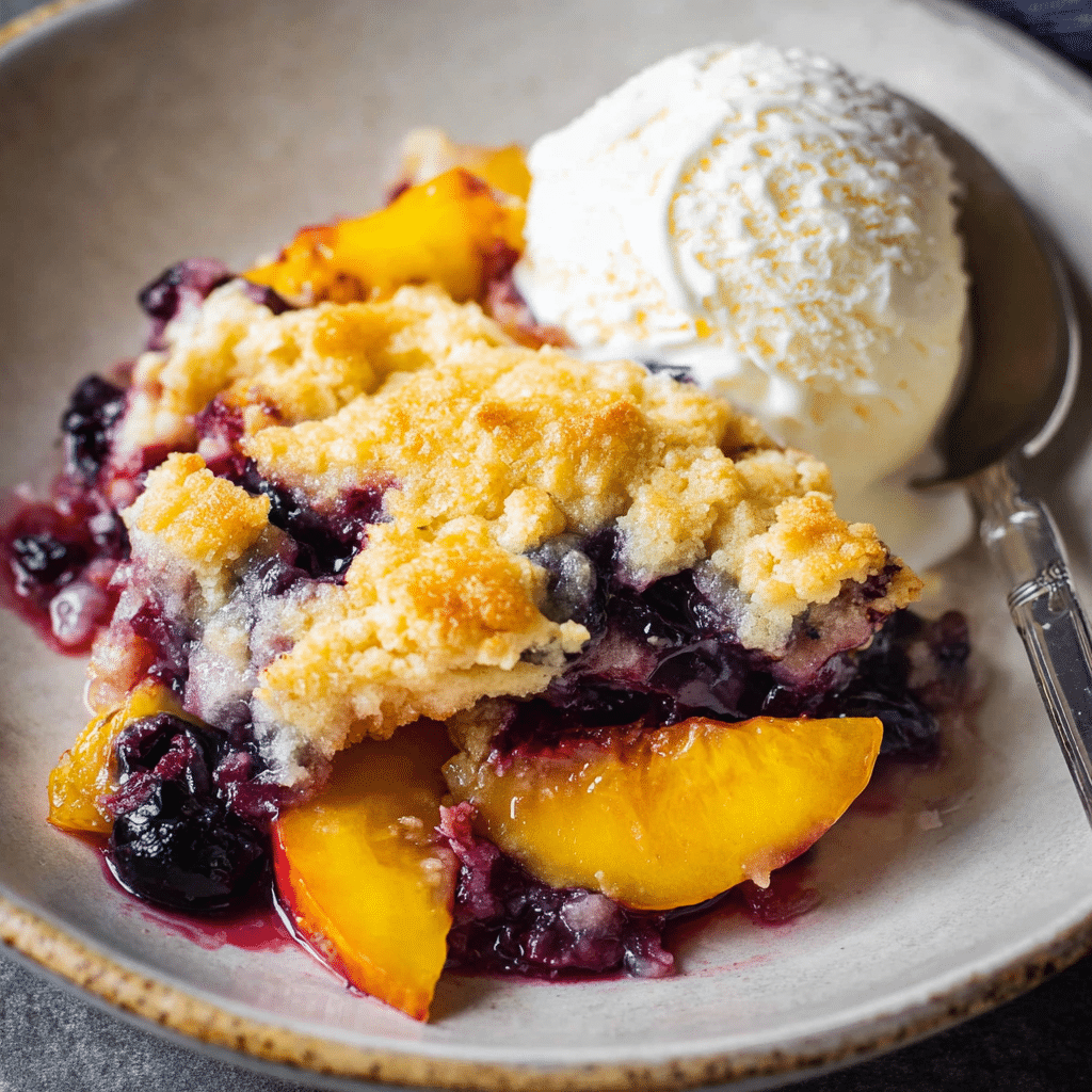 Peach and Blueberry Cobbler Recipe - Recipe Image