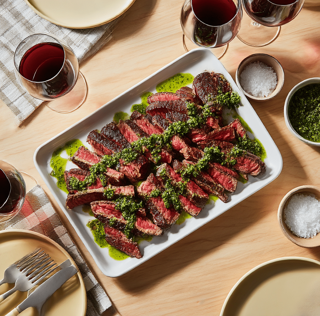Grilled Steak With Garlicky Green Sauce Recipe