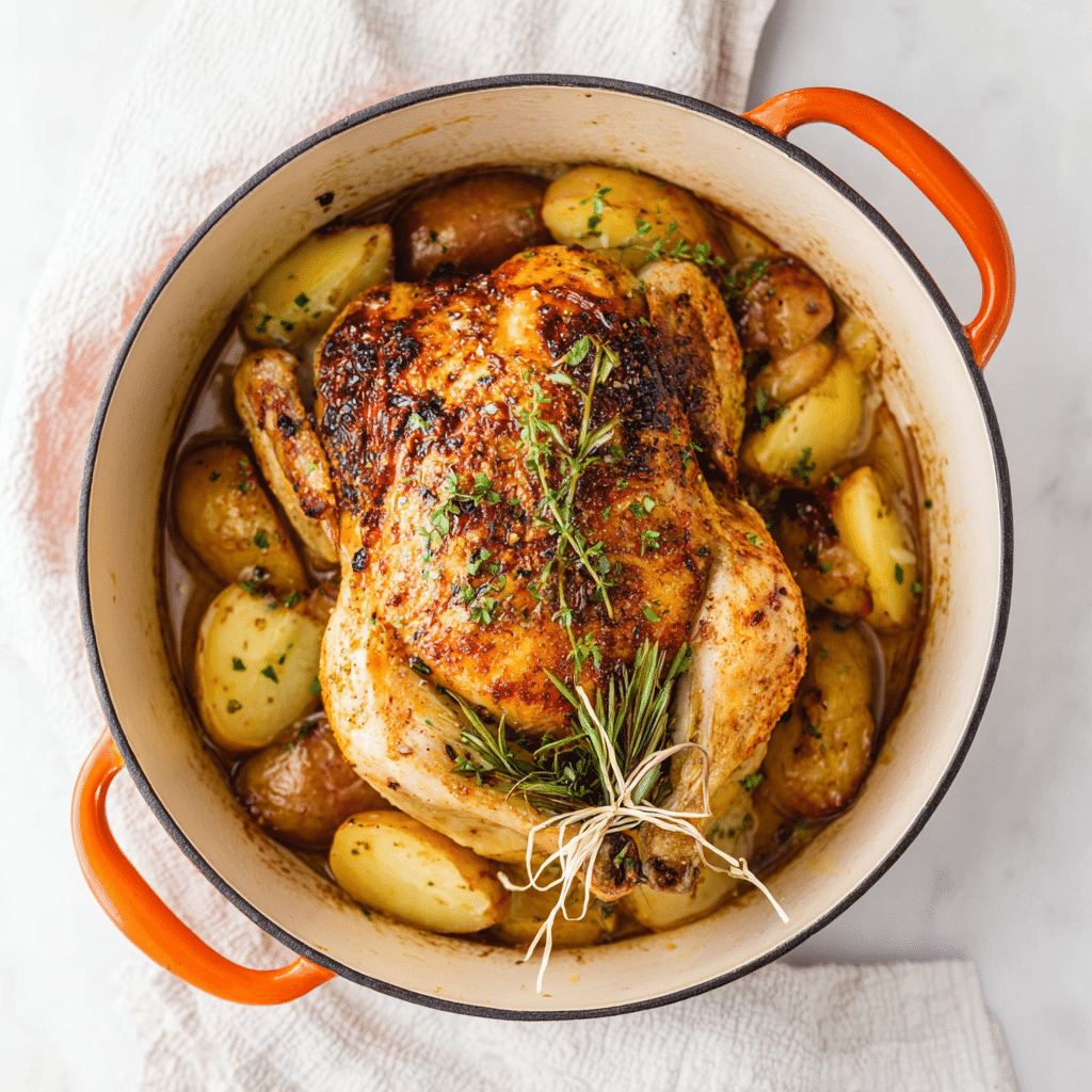 Dutch oven Roast Chicken and Vegetables Recipe - Recipe Image