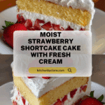 Moist Strawberry Shortcake Cake with Whipped Cream Frosting Recipe