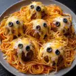 Spooky Spaghetti and Cheese Stuffed Meatballs Recipe