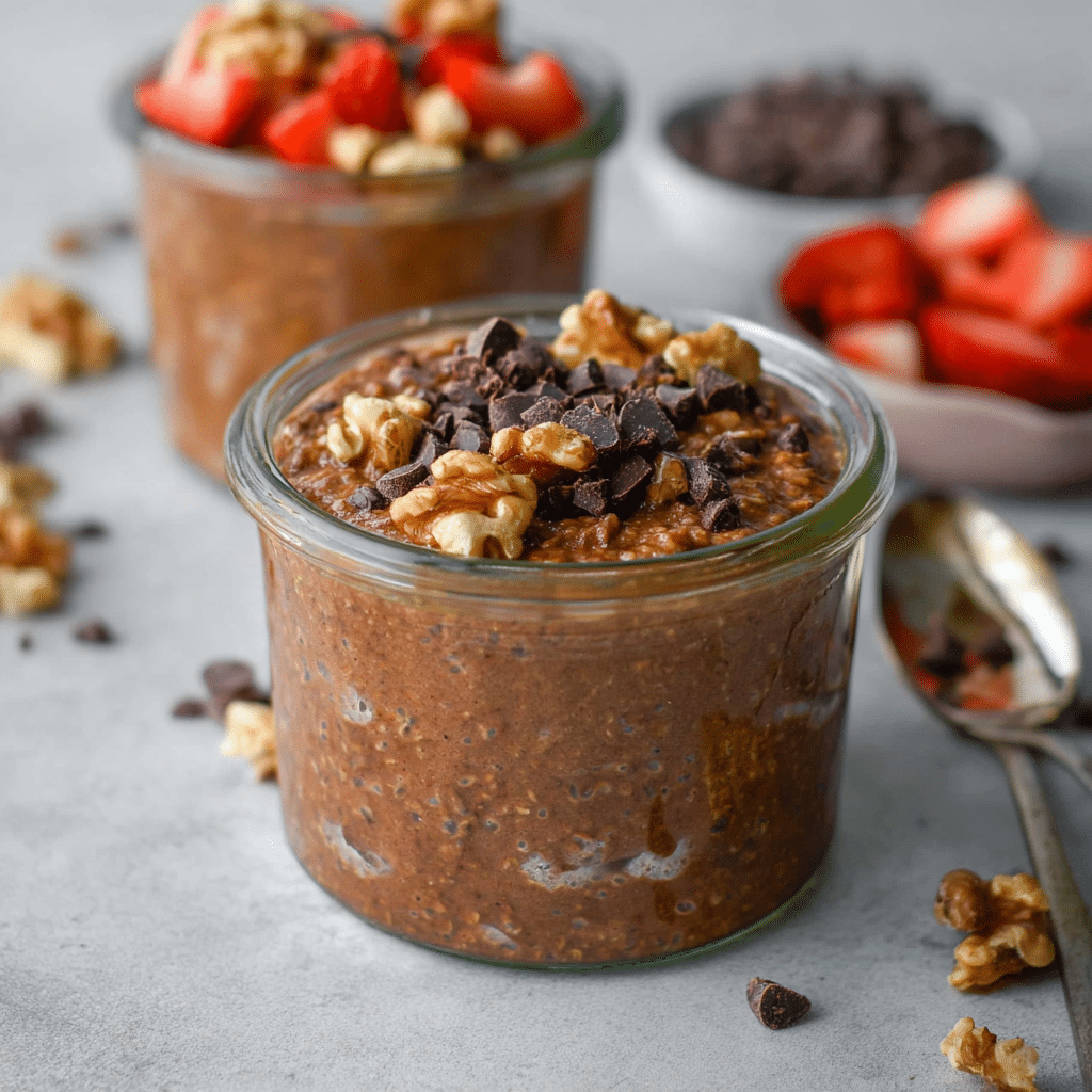 Brownie Batter Chocolate Overnight Oats Recipe - Recipe Image