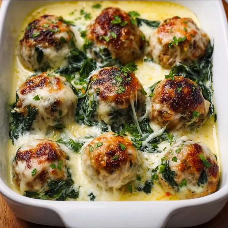Baked Chicken Ricotta Meatballs with Spinach Alfredo Sauce Recipe
