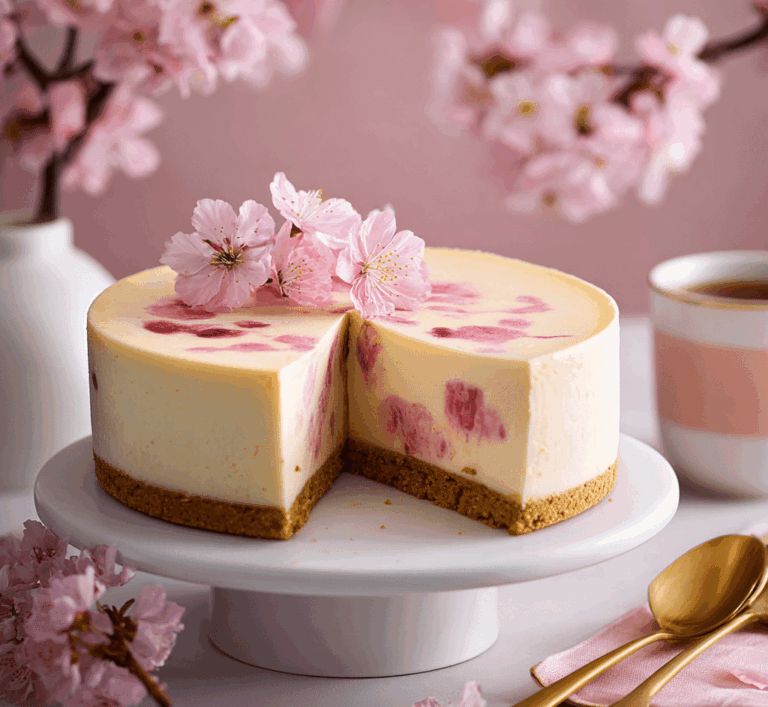 Sakura Cherry Blossom Japanese Cheesecake Recipe