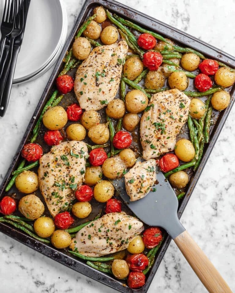 Ultimate Chicken Sheet Pan Dinner with Potatoes, Tomatoes, and Green Beans Recipe