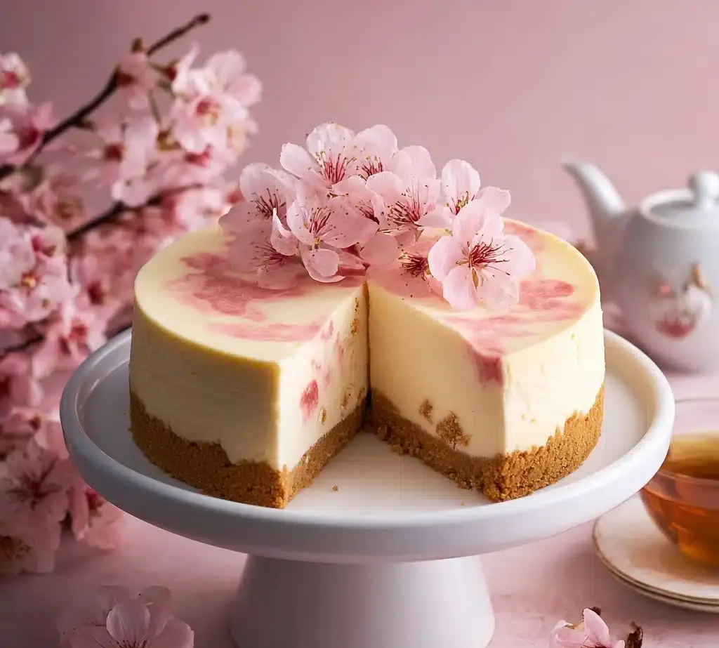 Sakura Cherry Blossom Japanese Cheesecake Recipe