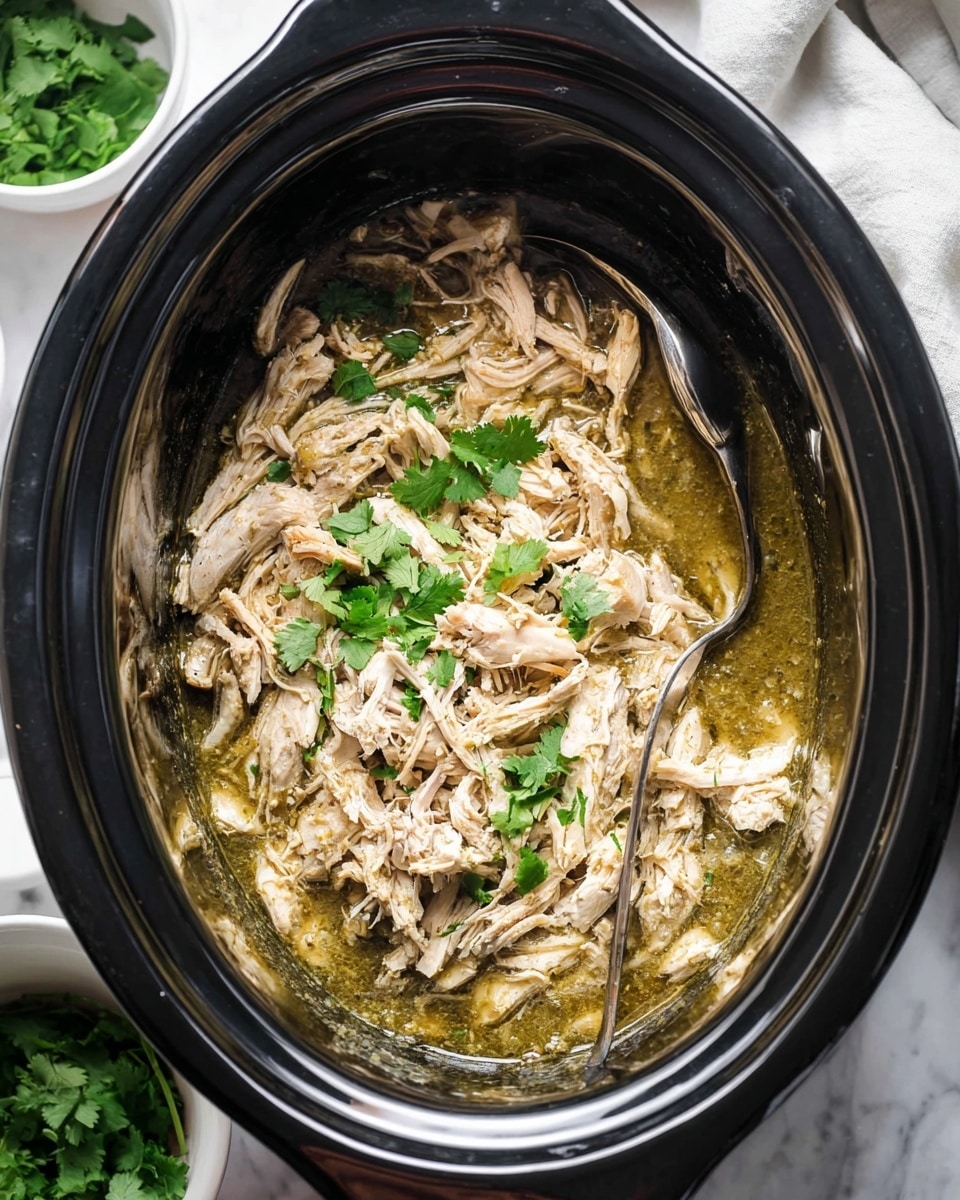 A white bowl holds a layered dish starting with a base of white rice on the bottom, topped with shredded cooked chicken mixed with green herbs and sauce in the center. To the left, thin slices of purple onion rest on the rice. A dollop of white sour cream is placed near the top right, next to some fresh green cilantro leaves scattered above the chicken. On the right side, there is a fanned arrangement of bright green avocado slices. The bowl is set on a white marbled surface with some green leafy vegetables blurred in the background. photo taken with an iphone --ar 4:5 --v 7