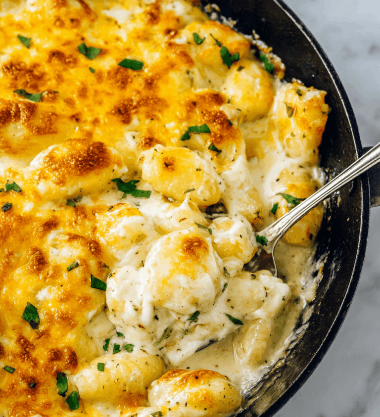 Cheesy Skillet Gnocchi with White Sauce Recipe