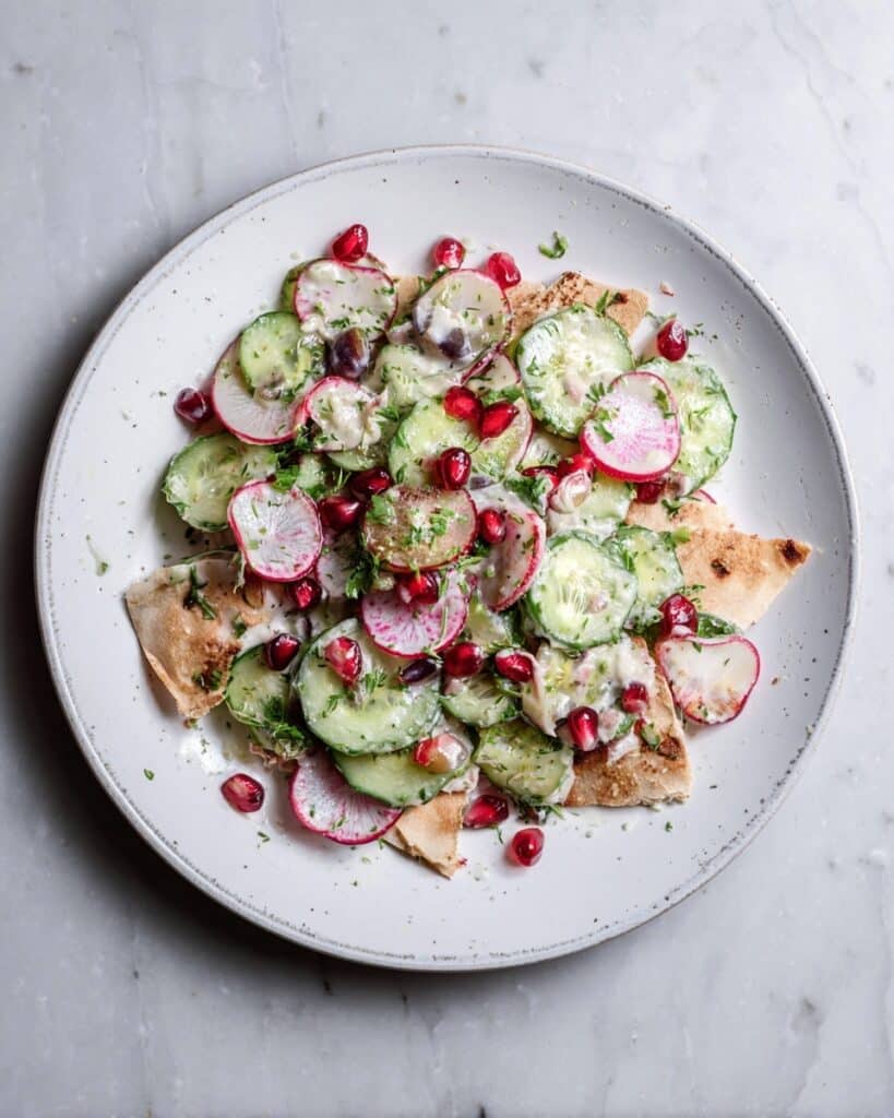 Fattoush Salad with Toasted Pita Chips and Sumac Dressing Recipe