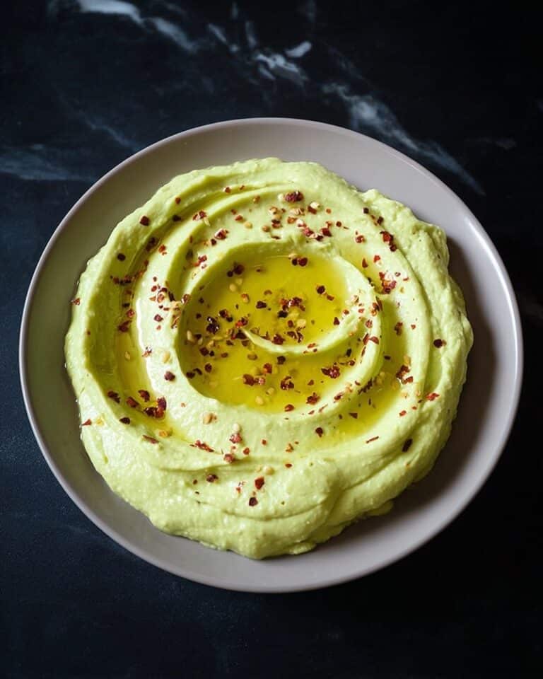 Creamy Avocado Hummus with Cilantro and Red Pepper Flakes Recipe