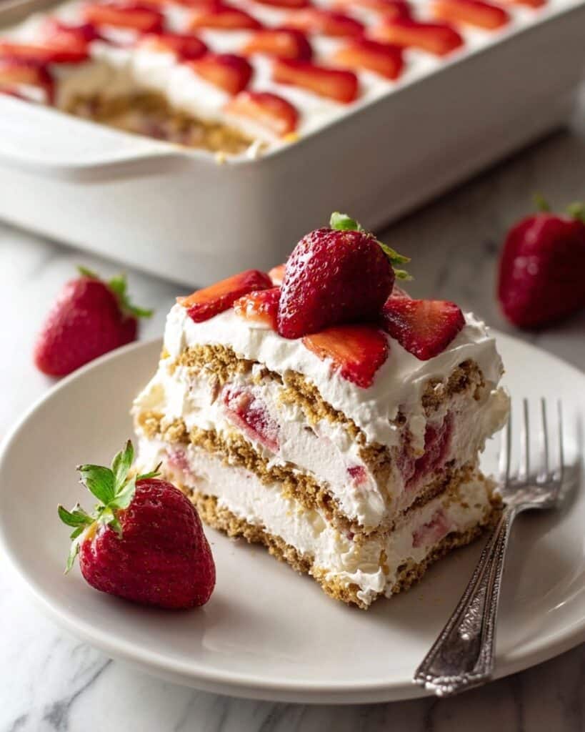 No Bake Strawberry Cheesecake Icebox Cake Recipe