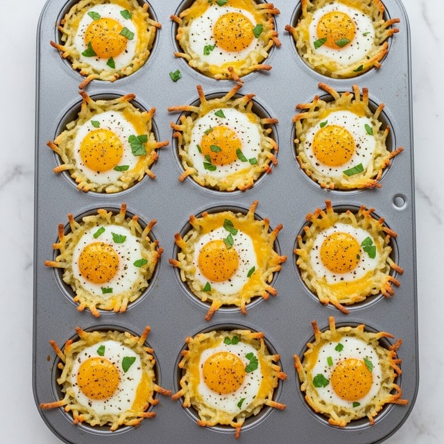 Cheesy Hash Brown Cups with Baked Eggs Recipe