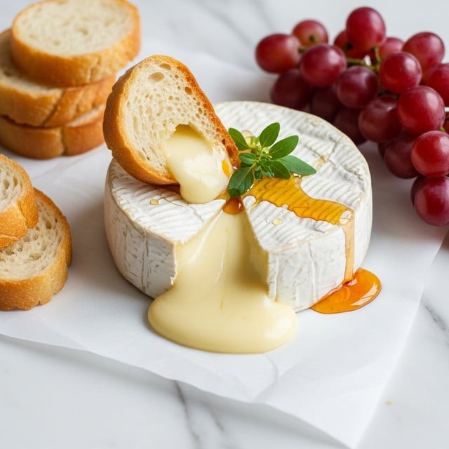 Baked Brie with Honey, Thyme, and Crostini Recipe