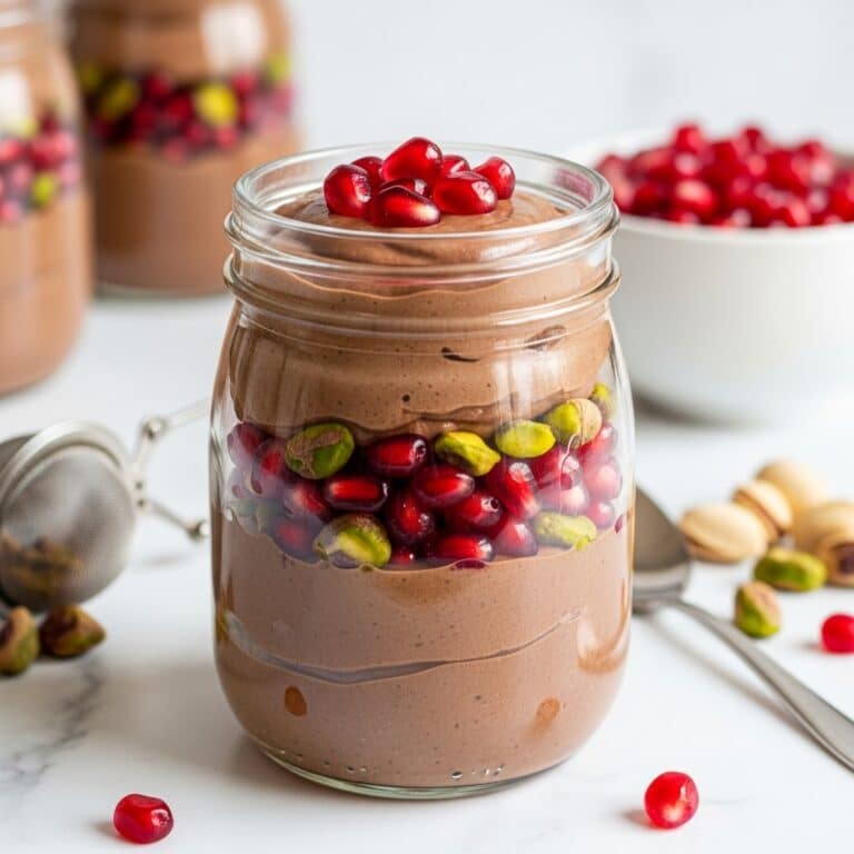 Chocolate Pomegranate Mousse Dessert with Pistachios Recipe